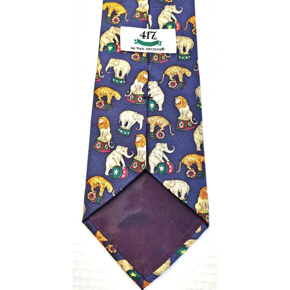 Vintage Van Heusen Mens 417 Silk Tie With Circus Animal Print - Picture 5 of 7